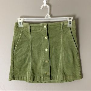 Corduroy Green Skirt